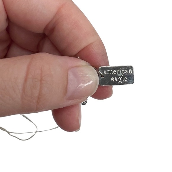 American Eagle Silver Tone E Monogram Initial Y Chain Necklace - Picture 8 of 9